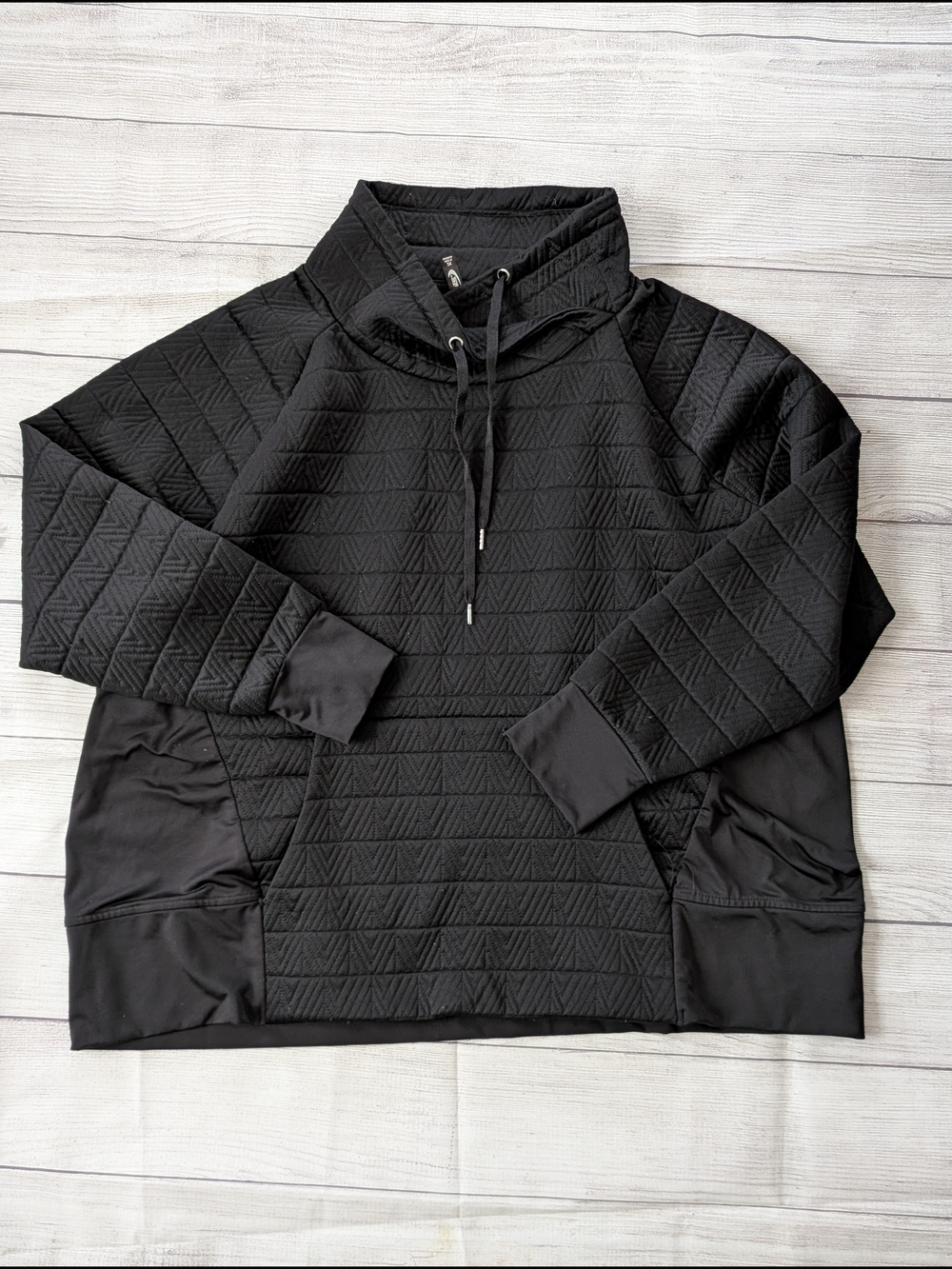 MTA Sport Black Quilted Funnel Neck Pullover Sweatshirt Size 2X